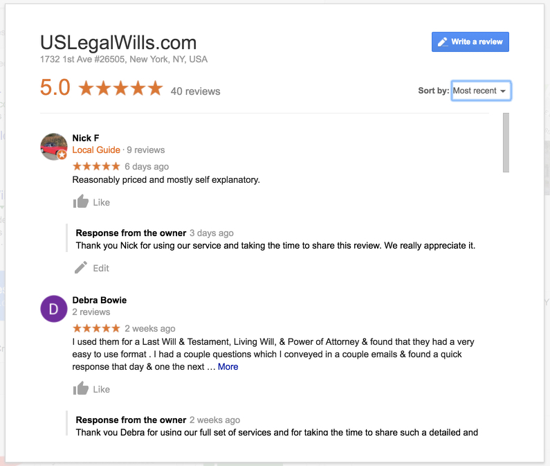 USLegalWills reviews